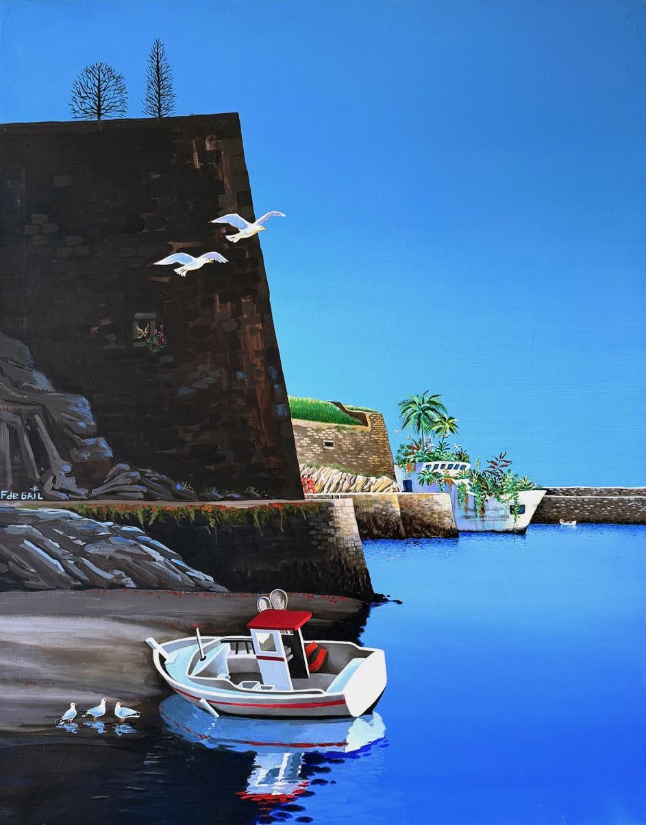 l’Acadie à quai » (acrylique sur toile 92cmx 73cm)